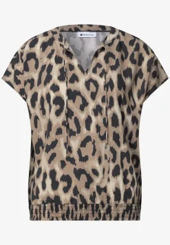 Blusenshirt mit Split Neck und Smokdetail