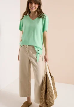 Blusenshirt mit V-Neck und Knoten