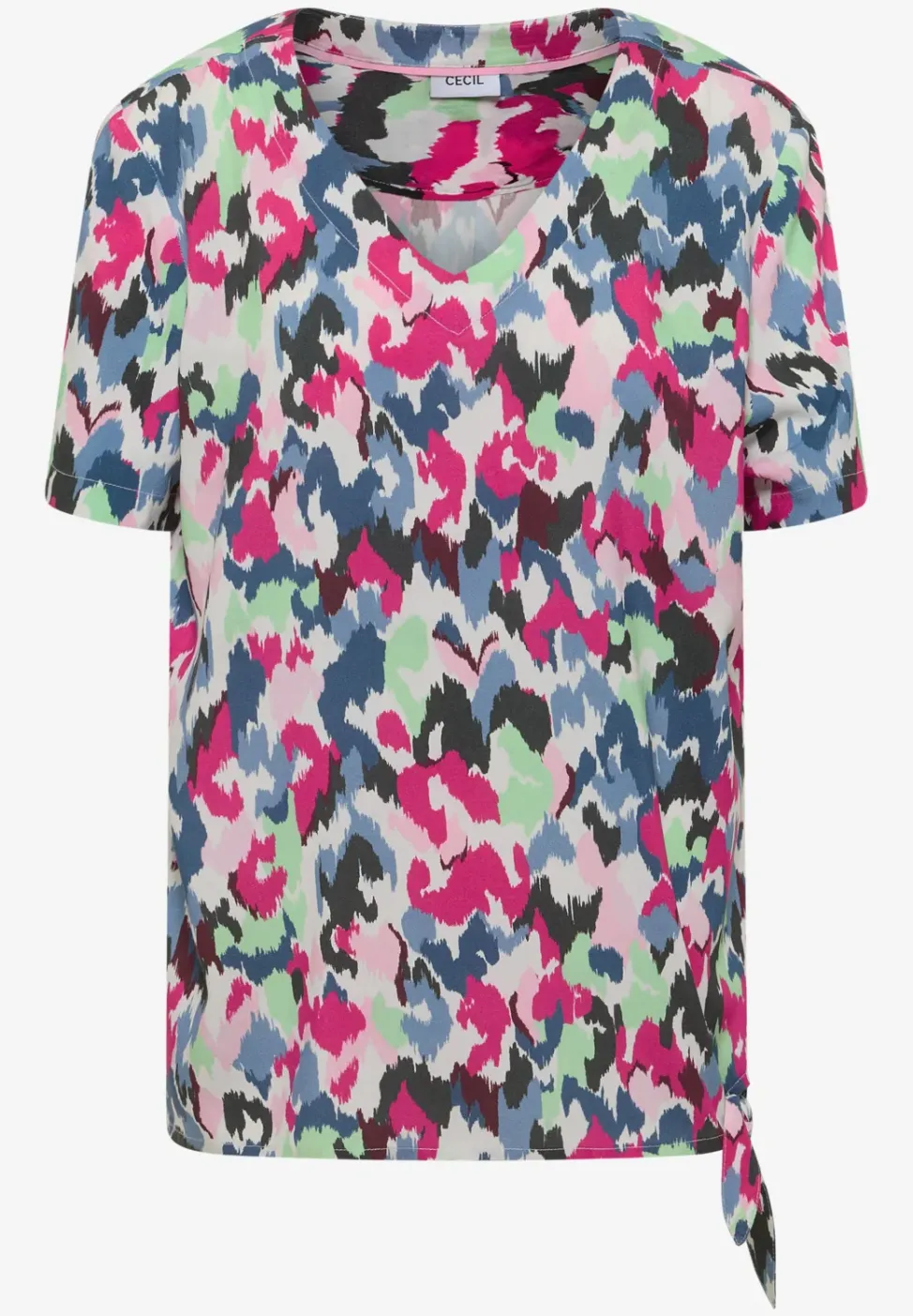 Blusenshirt mit V-Neck und Knoten