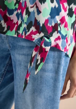 Blusenshirt mit V-Neck und Knoten