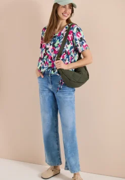 Blusenshirt mit V-Neck und Knoten