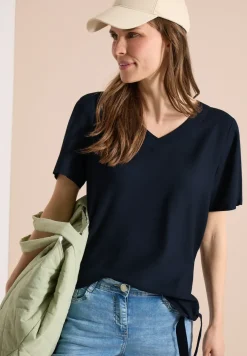 Blusenshirt mit V-Neck und Knoten