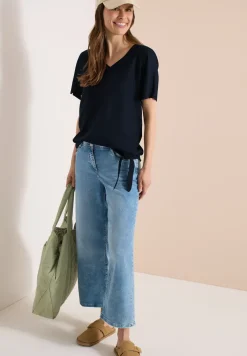 Blusenshirt mit V-Neck und Knoten
