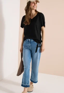 Blusenshirt mit V-Neck und Knoten