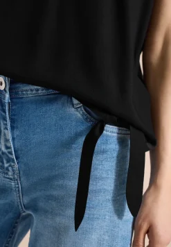 Blusenshirt mit V-Neck und Knoten