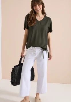Blusenshirt mit V-Neck und Knoten