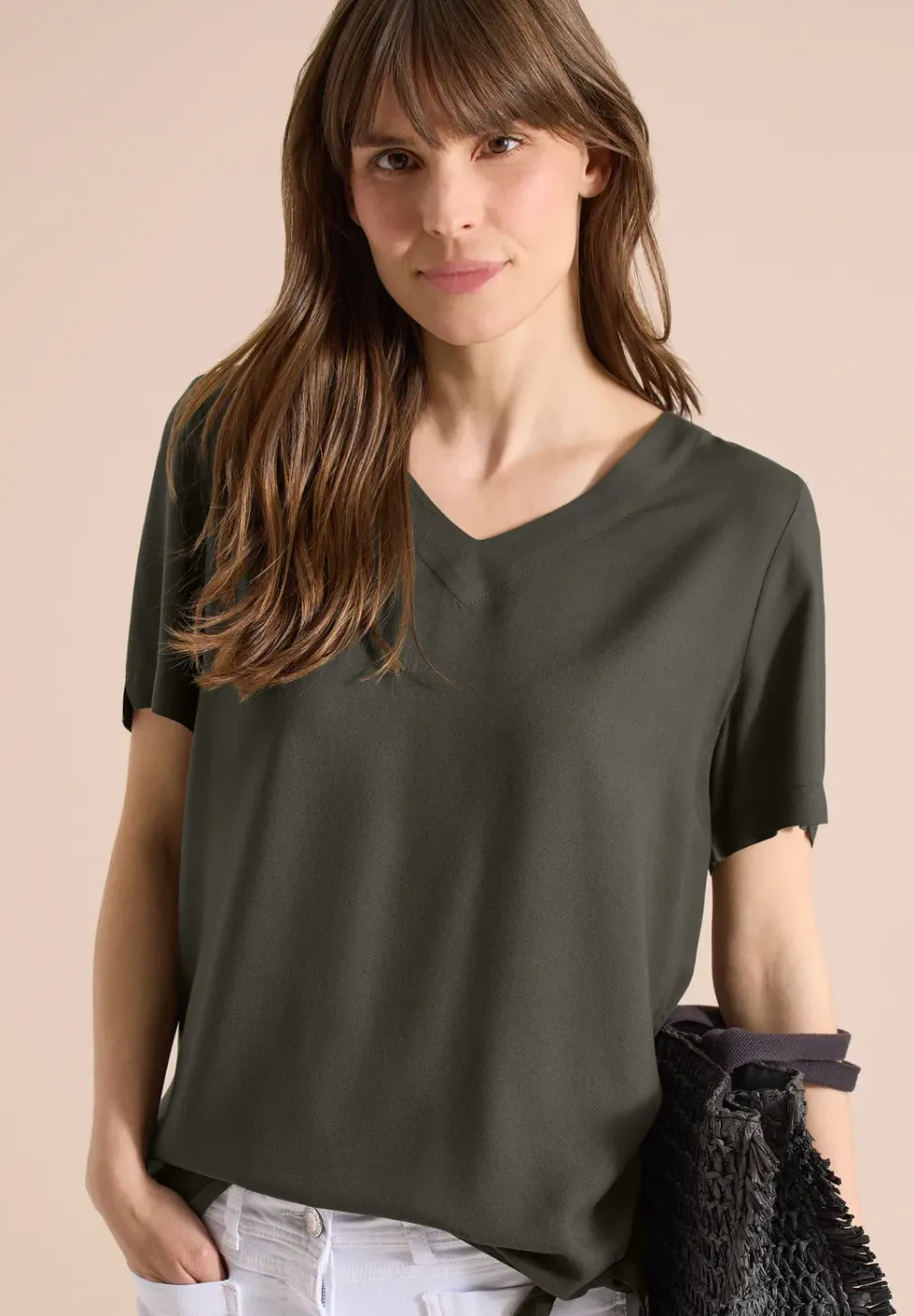 Blusenshirt mit V-Neck und Knoten