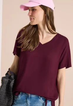 Blusenshirt mit V-Neck und Knoten