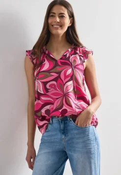 Blusentop aus Chiffon mit Split Neck