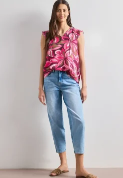 Blusentop aus Chiffon mit Split Neck