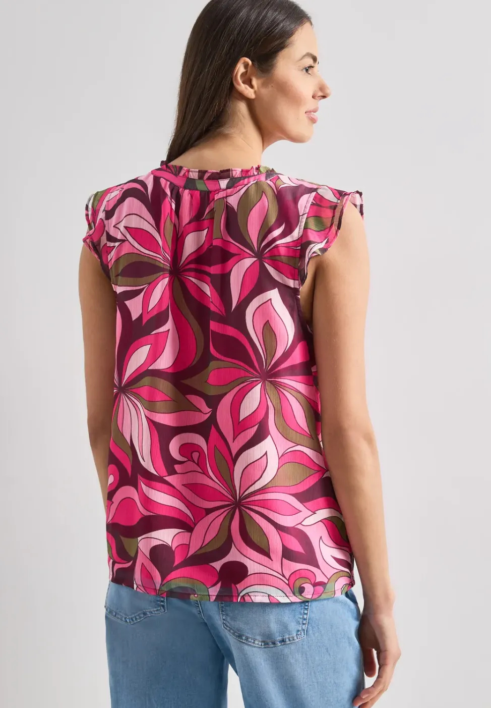 Blusentop aus Chiffon mit Split Neck