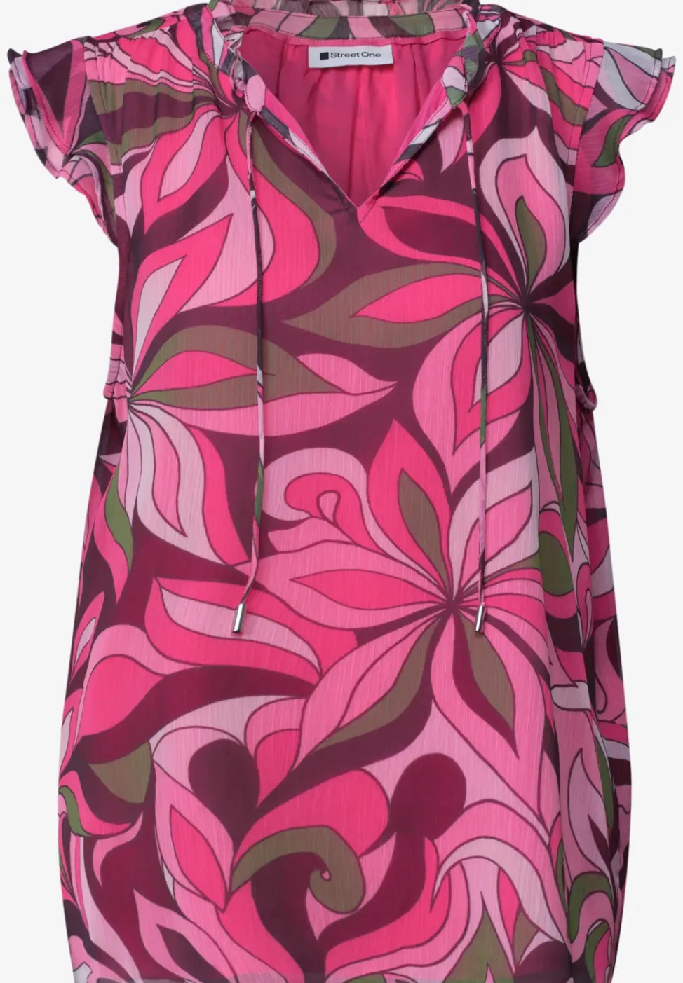 Blusentop aus Chiffon mit Split Neck