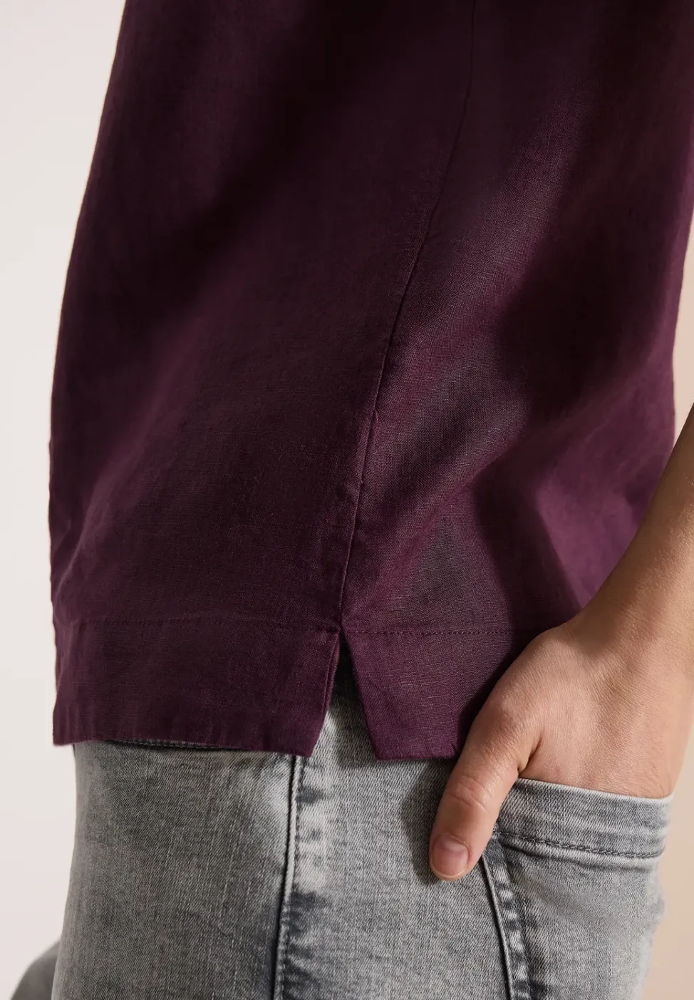 Blusentop aus Leinen mit Knopfdetails