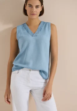 Blusentop im Denim-Look mit V-Neck