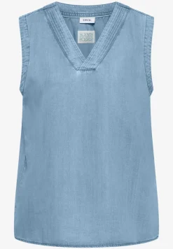 Blusentop im Denim-Look mit V-Neck