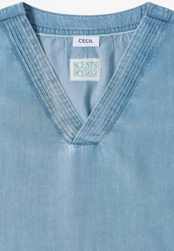 Blusentop im Denim-Look mit V-Neck