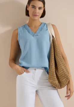 Blusentop im Denim-Look mit V-Neck