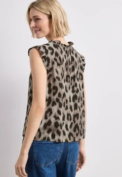 Blusentop mit Split Neck und Rüschen