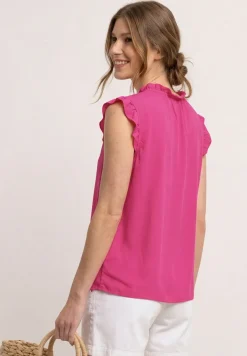 Blusentop mit Split Neck und Rüschen