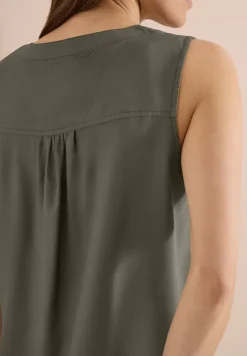 Blusentop mit Split Neck und Bändern