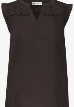 Blusentop mit Split Neck und Shiffleydetails