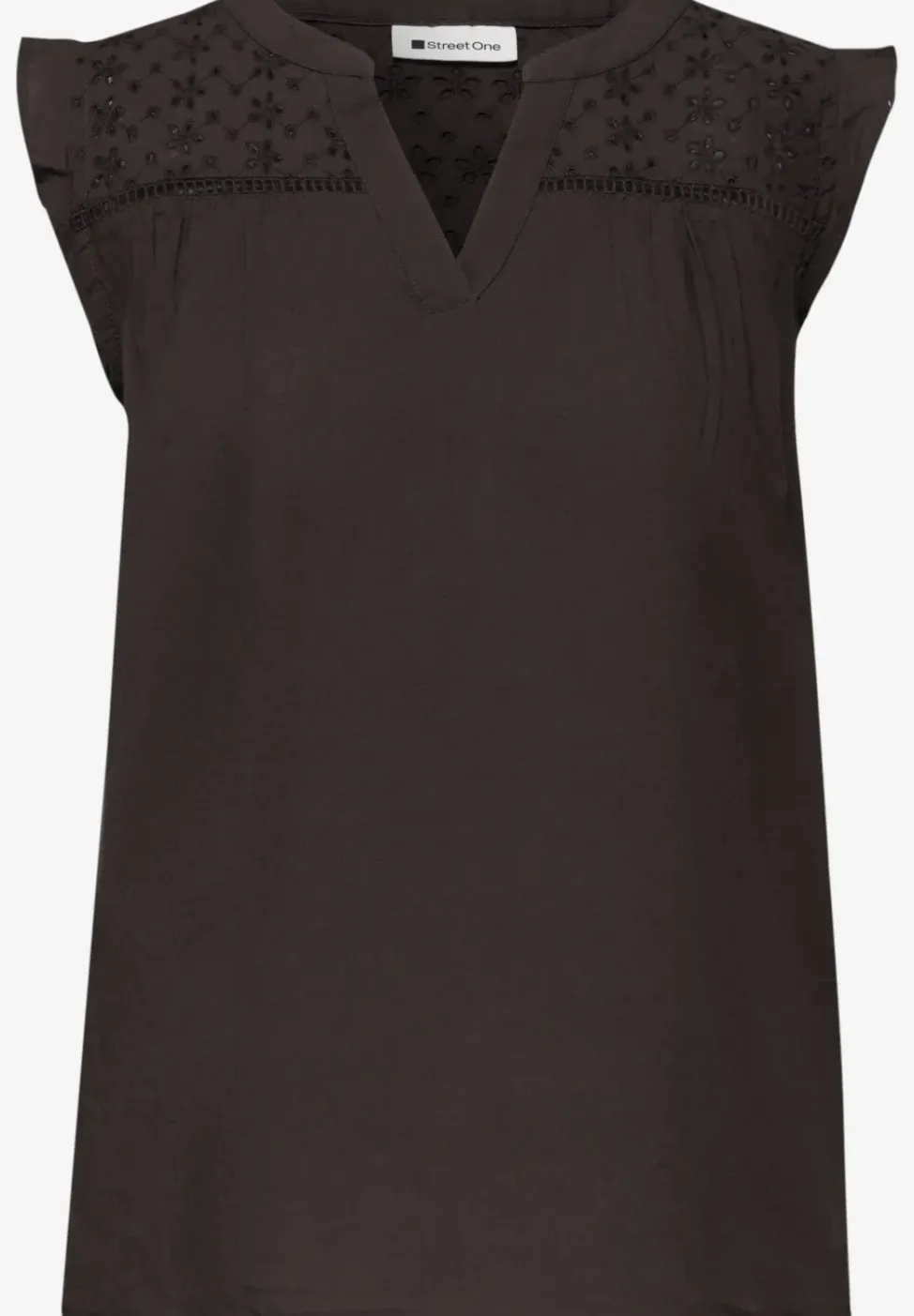 Blusentop mit Split Neck und Shiffleydetails