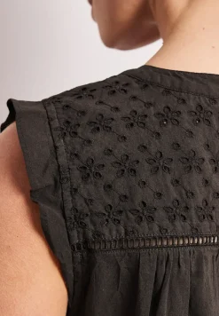Blusentop mit Split Neck und Shiffleydetails