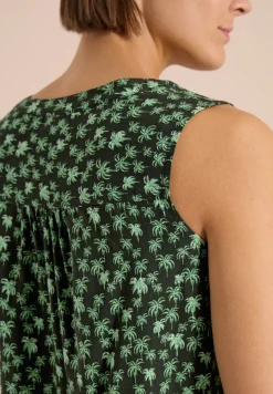 Blusentop mit Split Neck und Palmen-Print