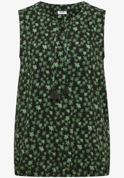Blusentop mit Split Neck und Palmen-Print