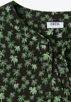 Blusentop mit Split Neck und Palmen-Print