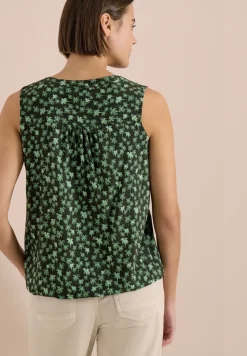 Blusentop mit Split Neck und Palmen-Print