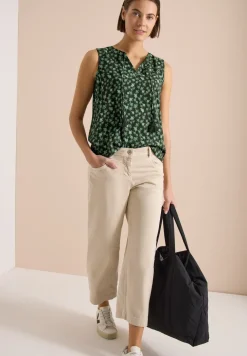 Blusentop mit Split Neck und Palmen-Print