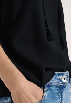 Blusentop mit Split Neck und Bändern