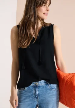 Blusentop mit Split Neck und Bändern