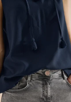 Blusentop mit Split Neck und Bändern