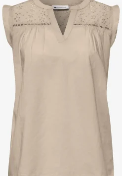 Blusentop mit Split Neck und Shiffleydetails