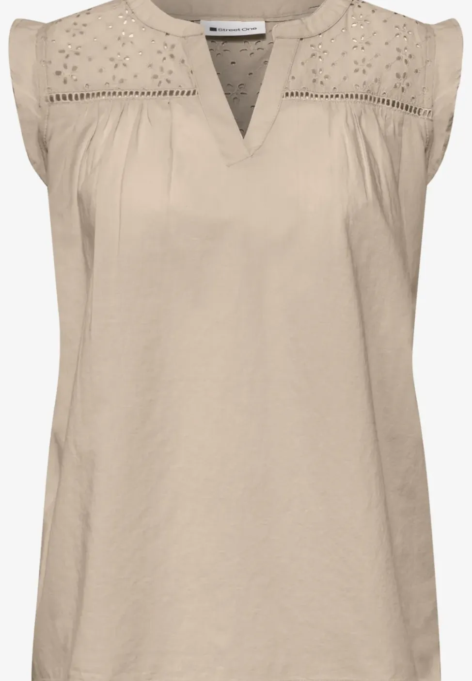 Blusentop mit Split Neck und Shiffleydetails