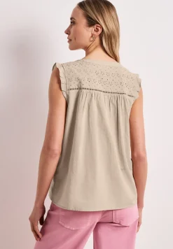 Blusentop mit Split Neck und Shiffleydetails
