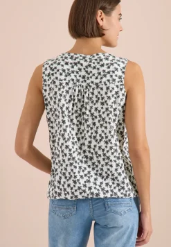 Blusentop mit Split Neck und Palmen-Print