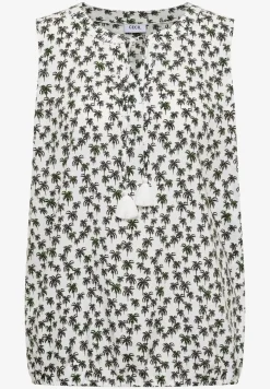 Blusentop mit Split Neck und Palmen-Print