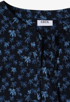 Blusentop mit Split Neck und Palmen-Print