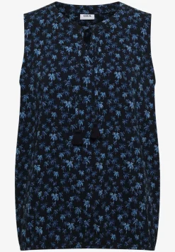 Blusentop mit Split Neck und Palmen-Print