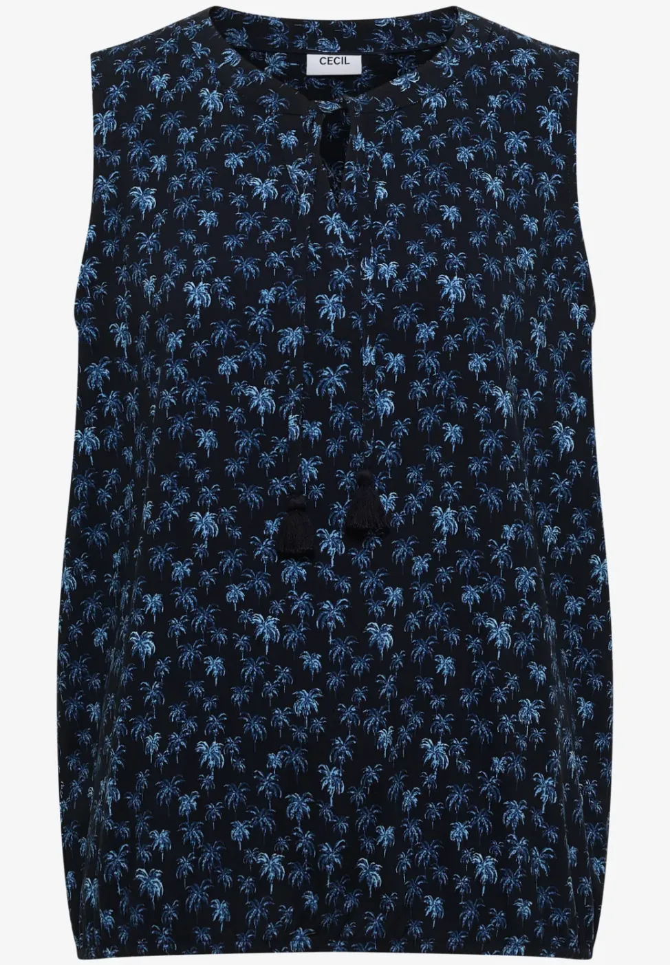 Blusentop mit Split Neck und Palmen-Print