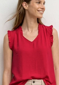 Blusentop mit V-Neck und Rüschen