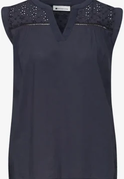 Blusentop mit Split Neck und Shiffleydetails