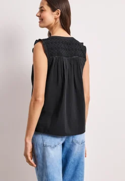 Blusentop mit Split Neck und Shiffleydetails