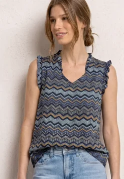Blusentop mit V-Neck und Rüschen