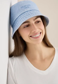 Bucket Hat aus Denim mit Wording