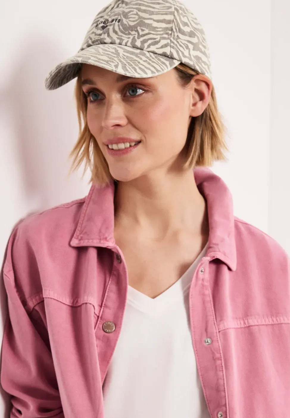 Cap aus Baumwolle mit Zebra-Print