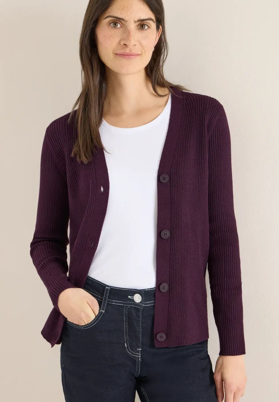Cardigan in Rippstruktur